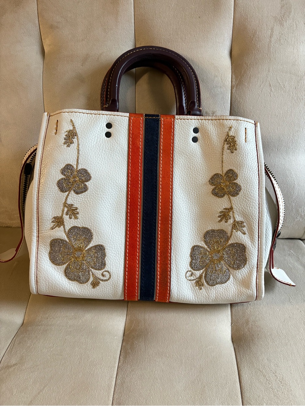 COACH -Leather 1941 Rogue 31 purse- cream- orange- floral- handbag